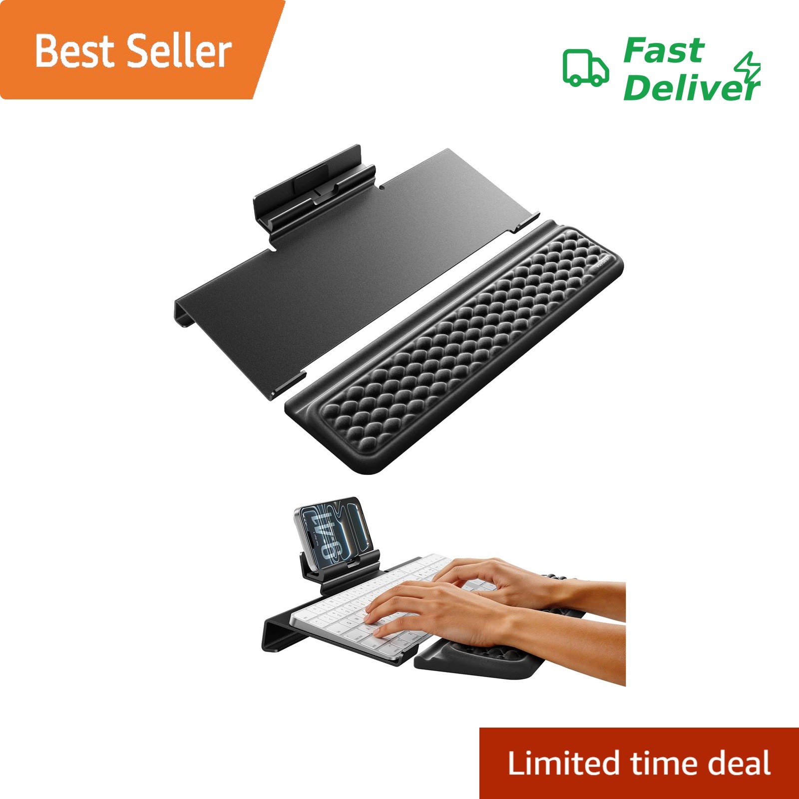 Vaydeer Keyboard Wrist Rest, Metal And Memory Foam Stand