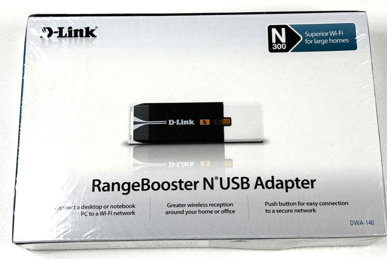 D Link Range Booster USB Adapter DWA140 N300 New Sealed