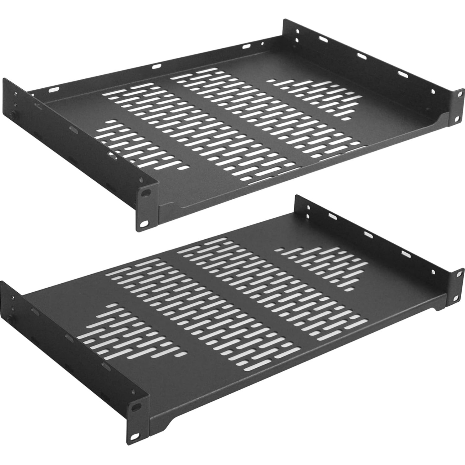Riveco 2 Pack 10 In 1U Vented Rack Shelf For 19 In Server Cabinet