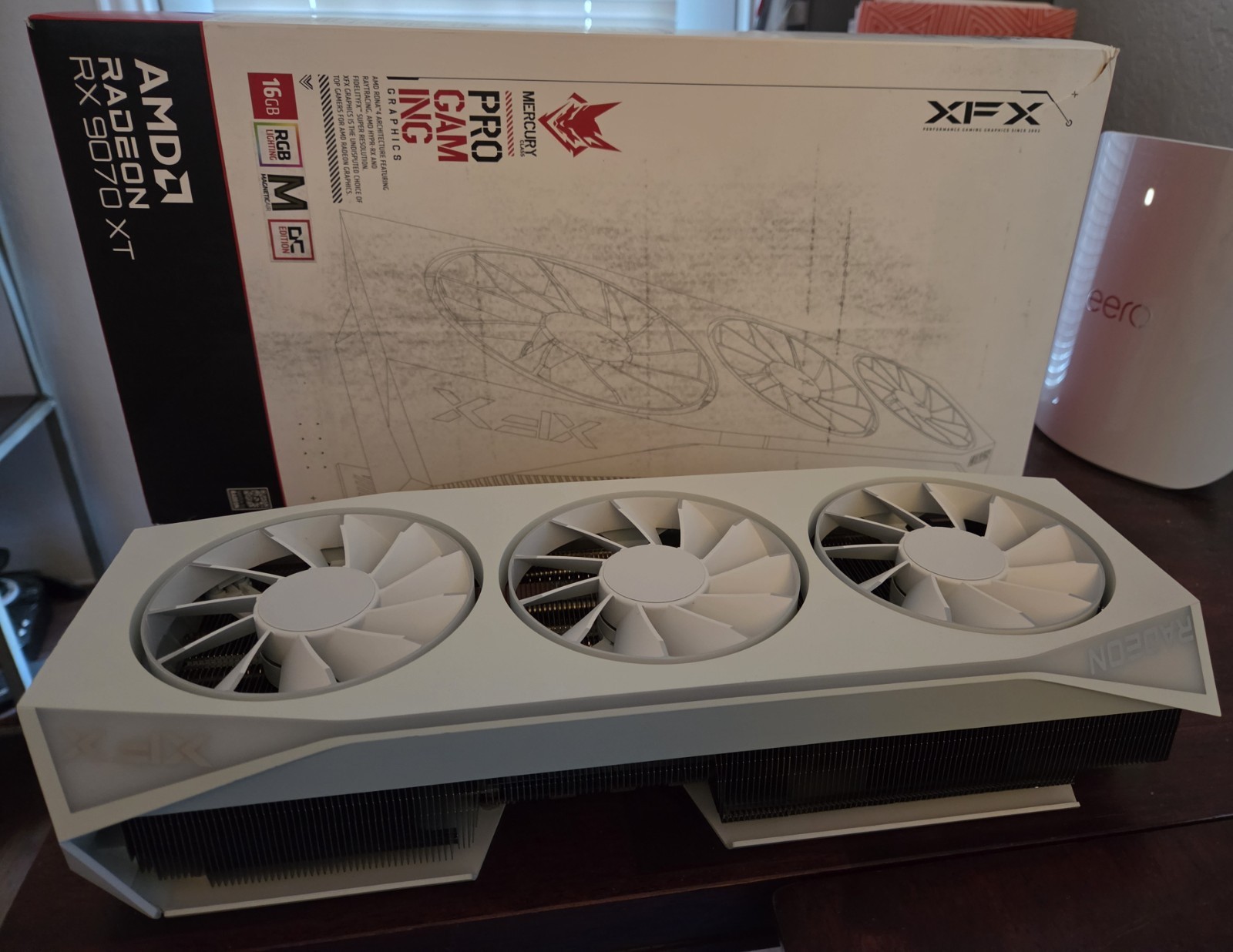 XFX Mercury AMD Radeon RX 9070 XT OC 16GB White Gaming Edition with RGB