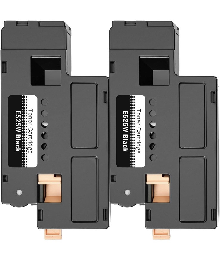 2 Pack Compatible E 525 Toner Cartridge for Dell E525DW E525W 525W 525 525DW