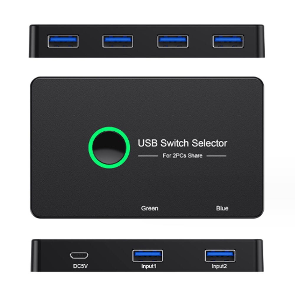Portable USB 3.0 Switch Selector KVM Switcher for 2 PC Sharing 4 USB Devices
