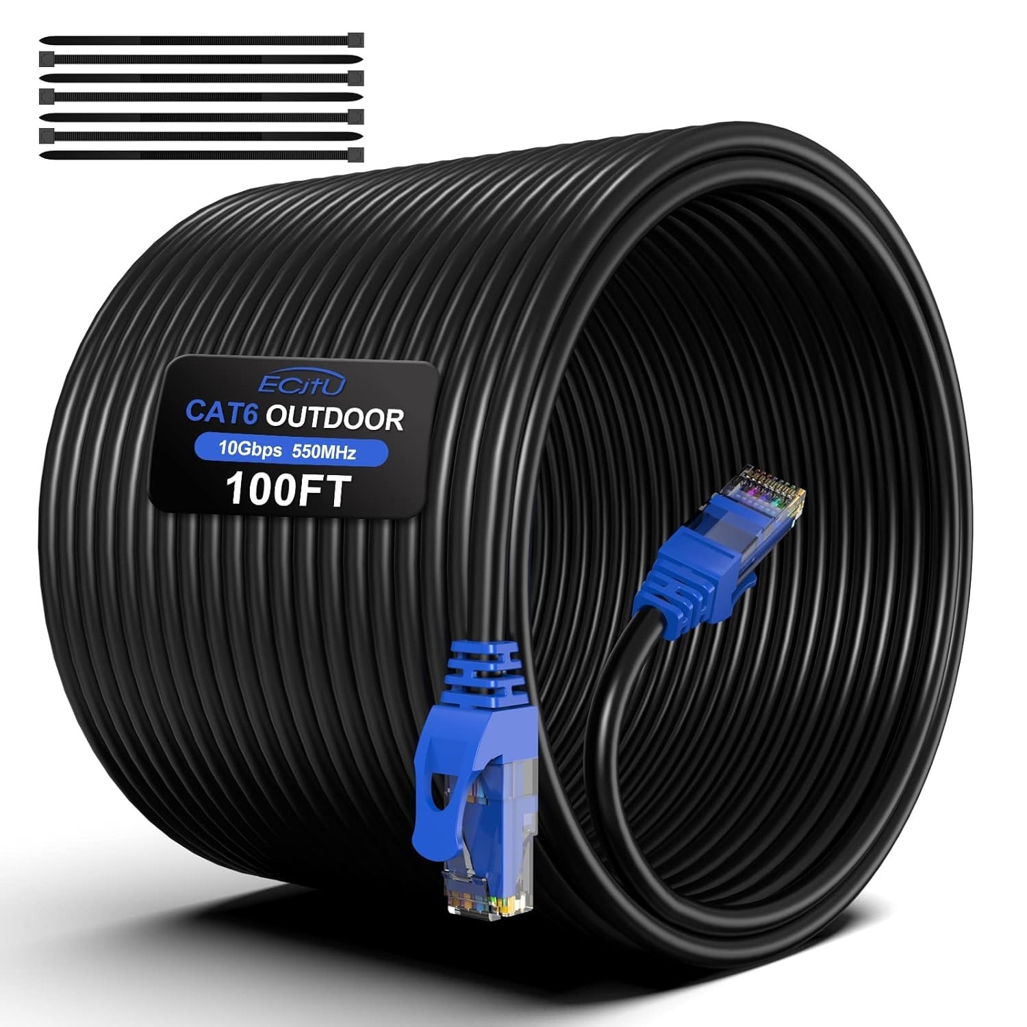 75/100FT Cat6 Outdoor Ethernet Cable, Heavy Duty Direct Burial, In-Ground