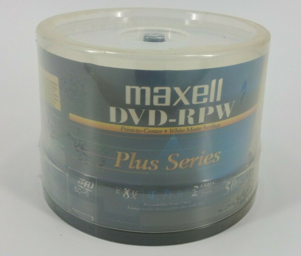 NEW Maxell DVD-RPW Plus Series DVD-R Blank Disc 50 Pack White & Printable Japan