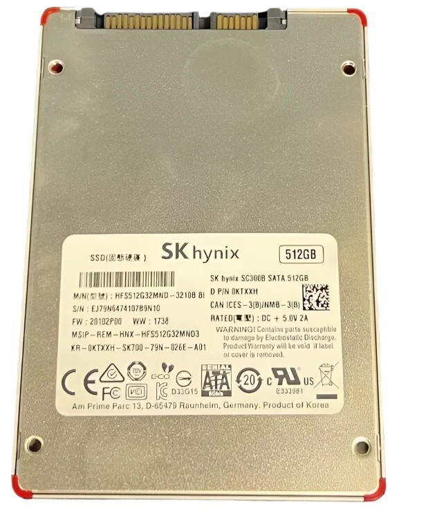 Dell SK Hynix 512 GB SSD SC300B 2.5 7mm HFS512G32MND KTXXh Sk700 drive HDD