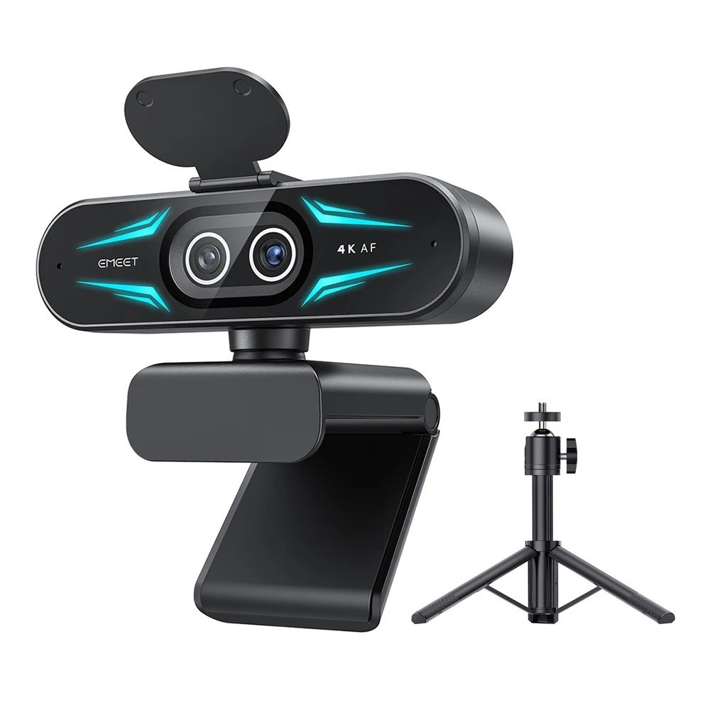  4K Webcam 1080P 60fps Web Camera EMEET C60E 4K Binocular USB Camera With RGB Li