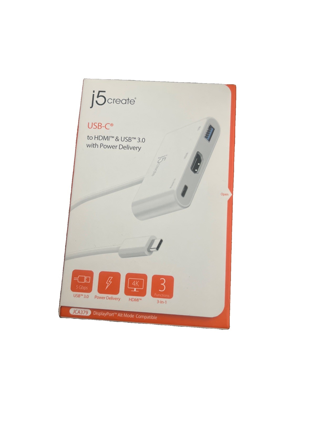 J5create JCA379 USB-C HDMI and USB 3.0 Power Delivery  White