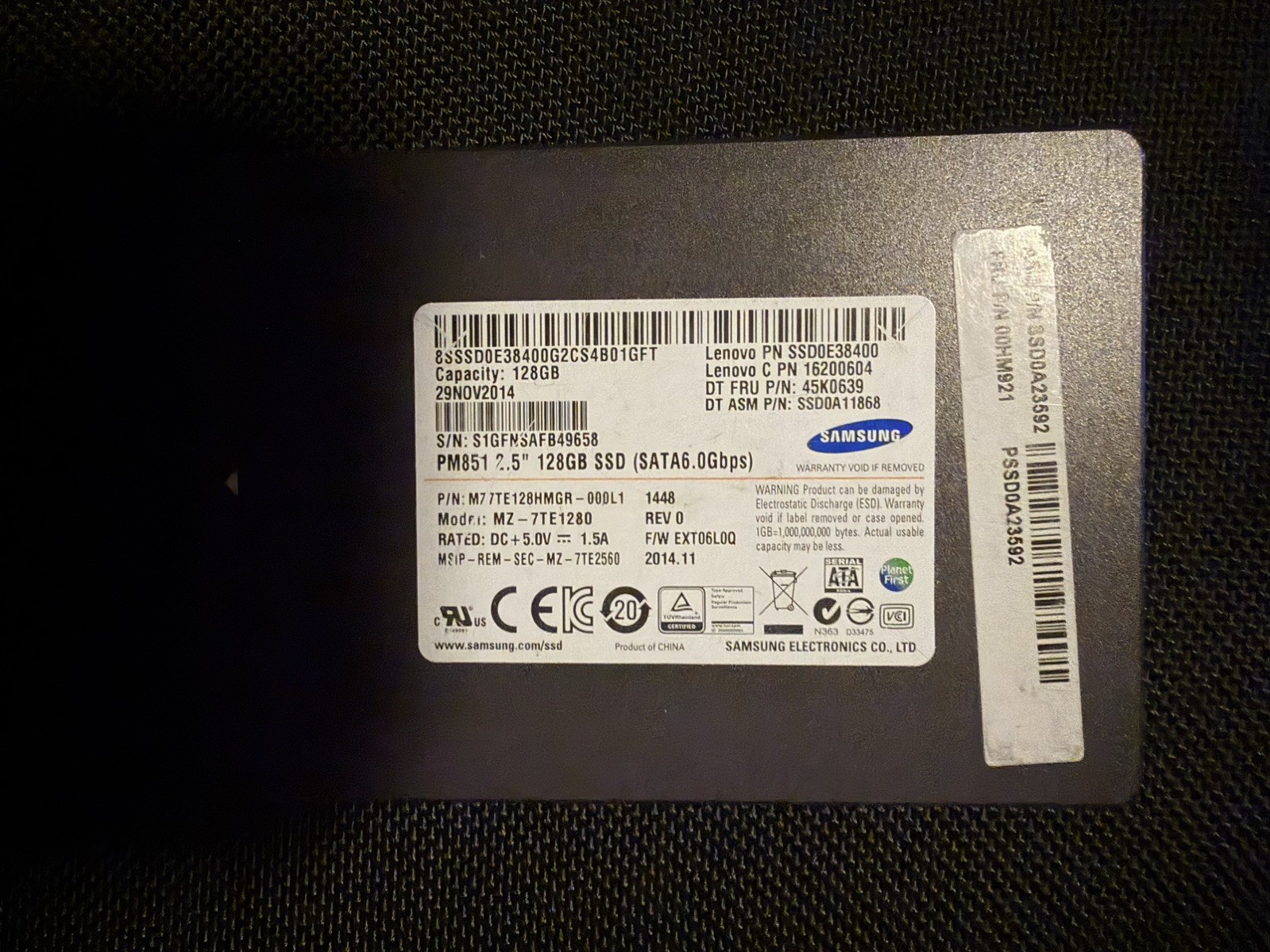 SAMSUNG MZ-7TE1280 SSD 128GB (HDD00022)