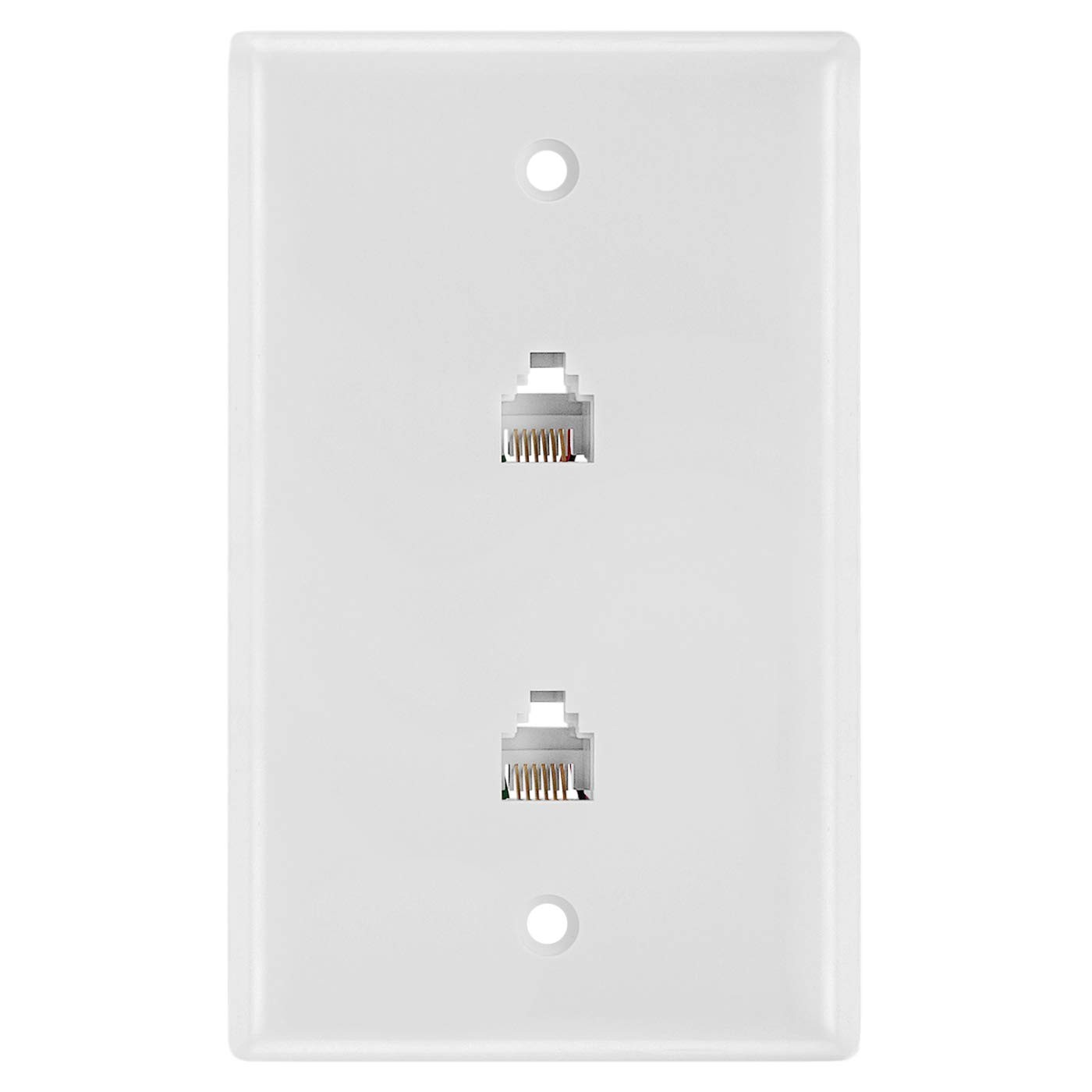 Double RJ11 Connector 6 Conductors Phone Wall Plate Jack 6P6C Dual Screws