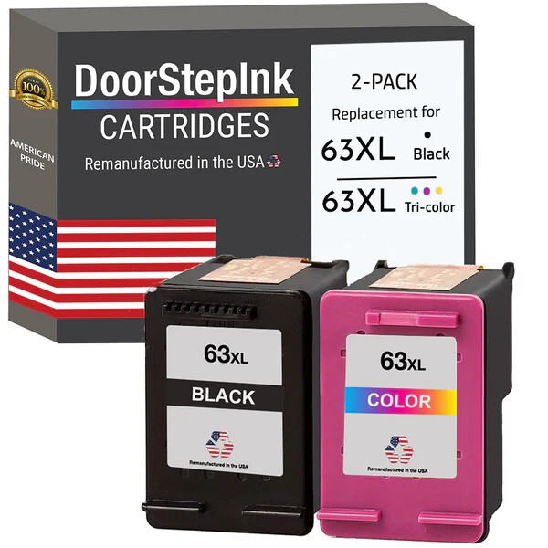 DoorStepInk Compatible Ink Cartridges For HP 63XL Black / Tri-Color 2Pack-USA