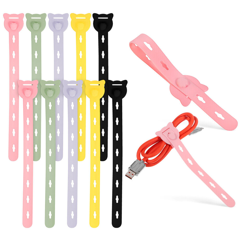 10 Pcs silicone cable ties Reusable Multipurpose Practical Silicone Zip