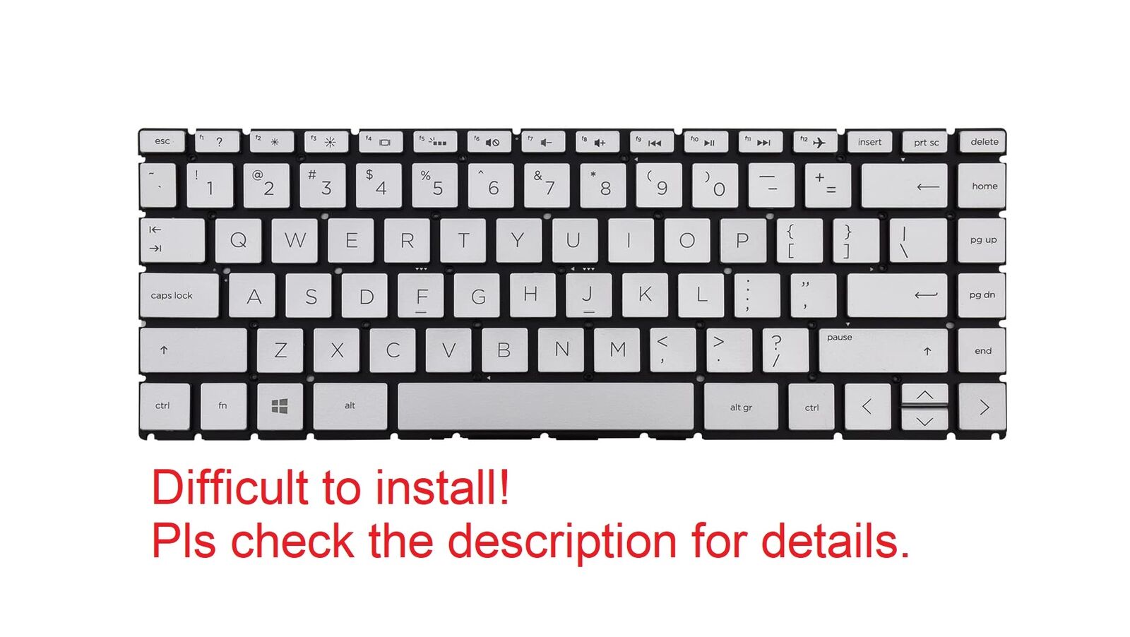 Original US Silver Keyboard for HP 14-dq1035cl Backlit