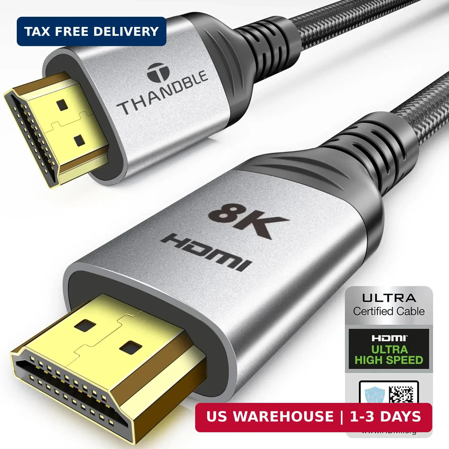 10K 8K HDMI 2.1 Cable 6.6 FT, 48Gbps Certified Ultra High Speed HDMI® Cables Cor