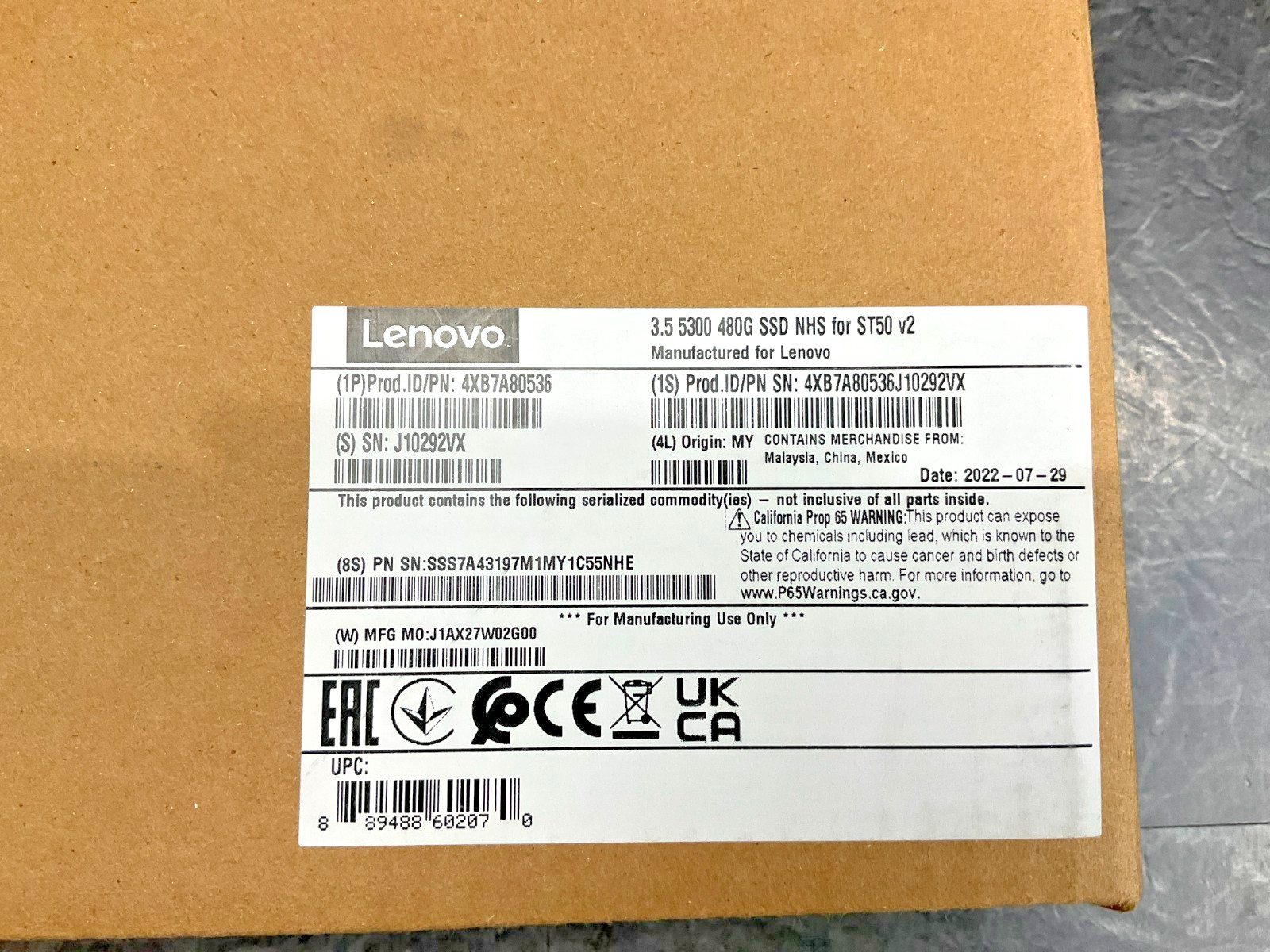 Lenovo Micron 5300 480GB SATA SSD Drive LFF Hot Swap 4XB7A80536 ✅❤️️✅❤️ NEW