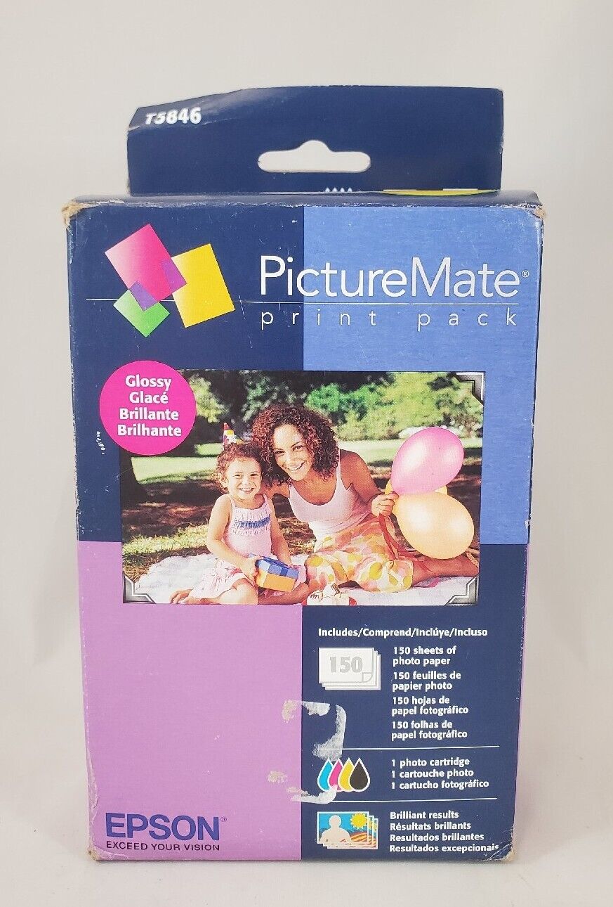 Epson T5846 Picture Mate Sealed Print Pack INK & 150 Paper Lot, EXP. 04/2017