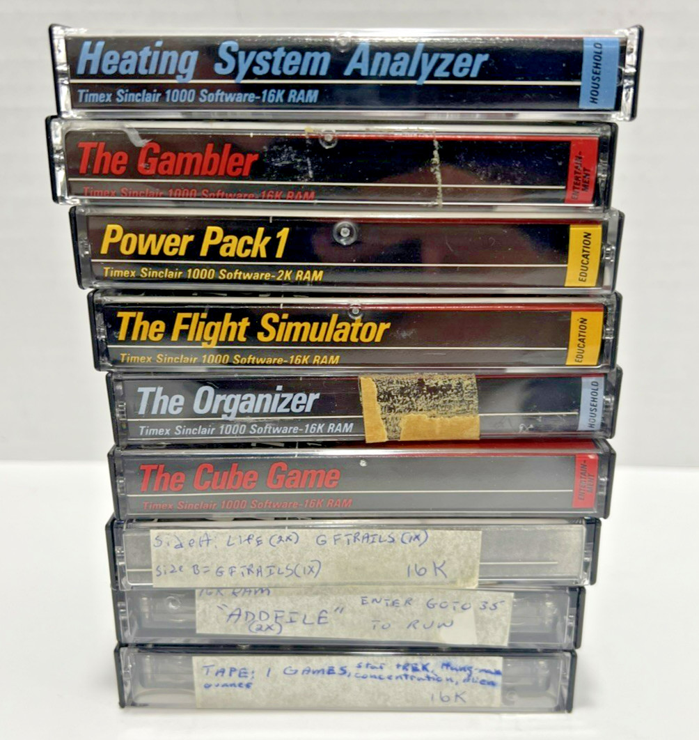 Vintage TIMEX SINCLAIR Lot Of 9 Cassette Gambler 16K RAM
