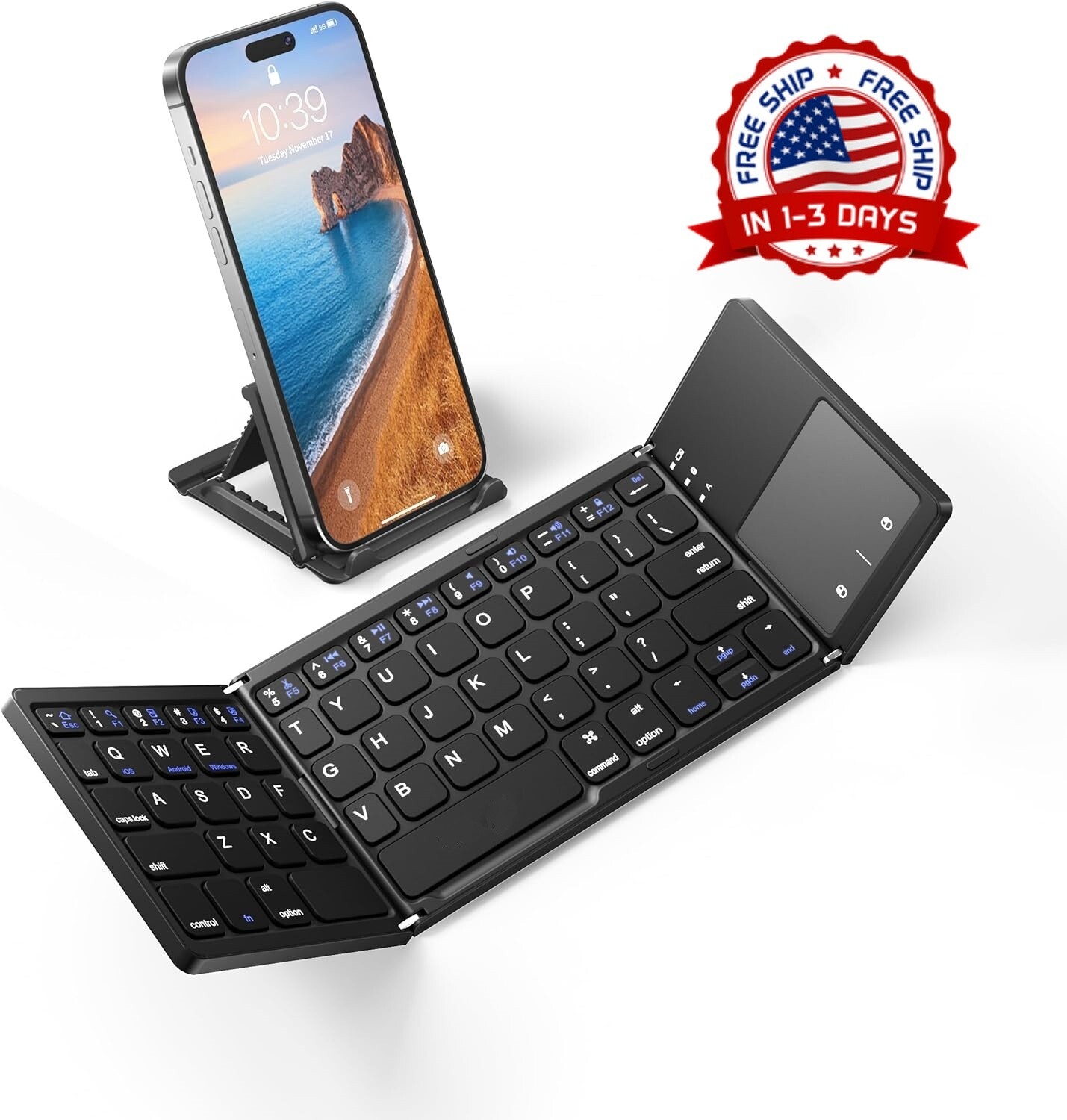Teclado Bluetooth Plegable,Teclado Inalambrico Plegable para Android Windows iOS