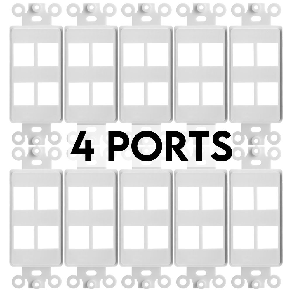 Keystone Wall Plate 1 2 3 4 Port Insert Jack White for Decorator Wallplate 10PCS