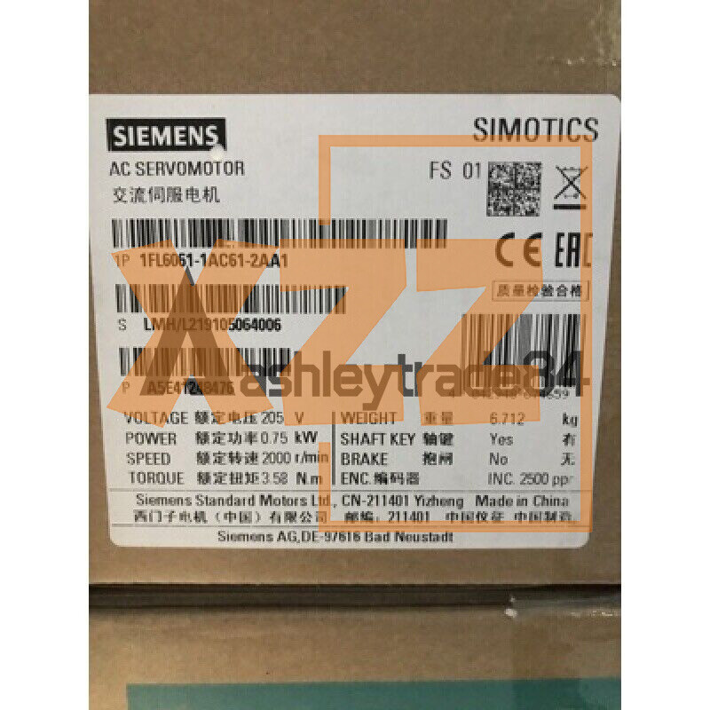 1PCS NEW Siemens 1FL6061-1AC61-2AA1 Servo Motor