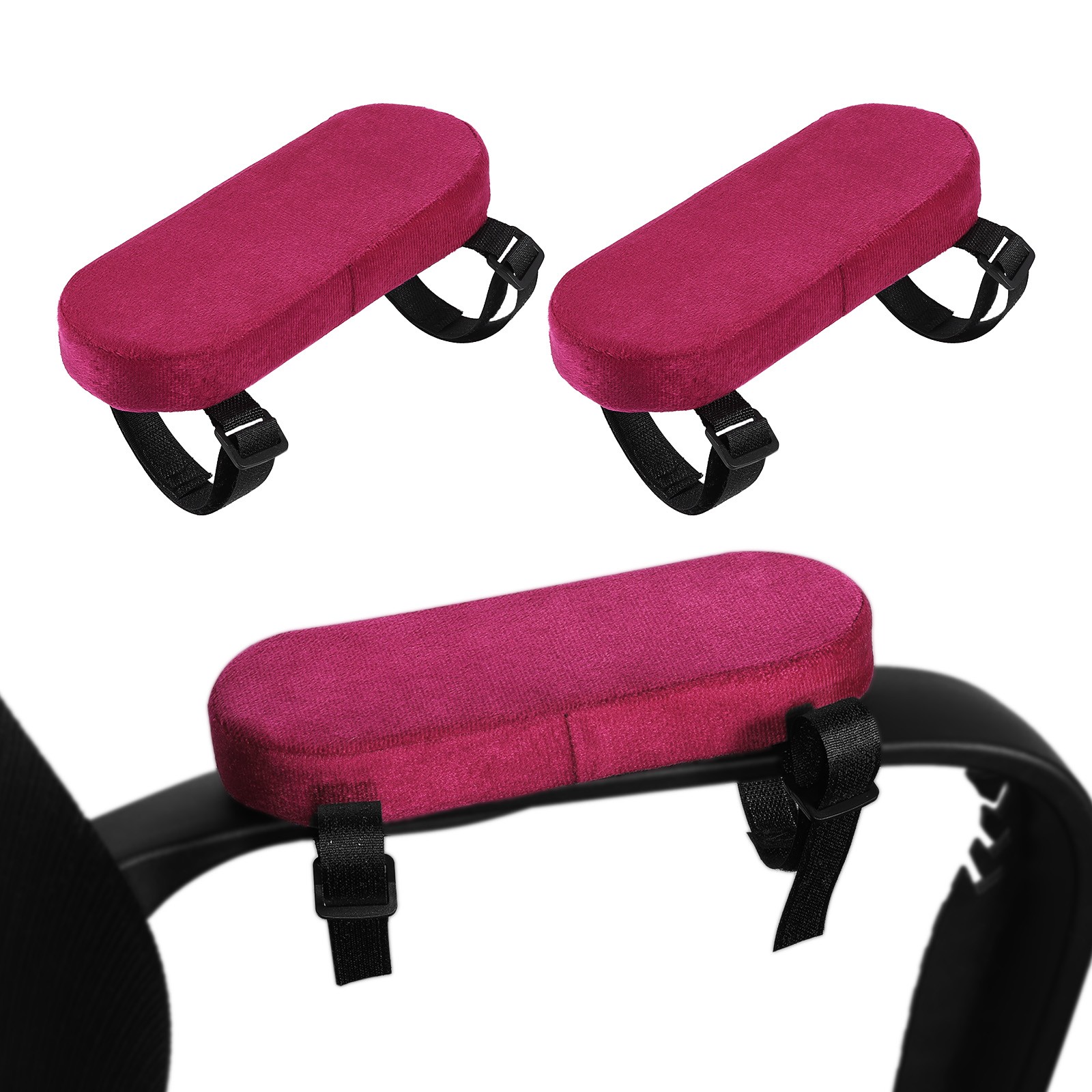 2Pcs Office Chair Arm Pads, Armrest Pad for Computer Gaming Chairs, Rose Red
