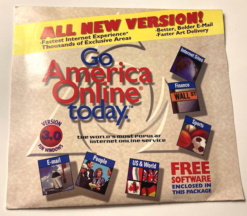 America Online AOL Mail 3.0 Vintage 1990s Software Disk New Sealed Collectors