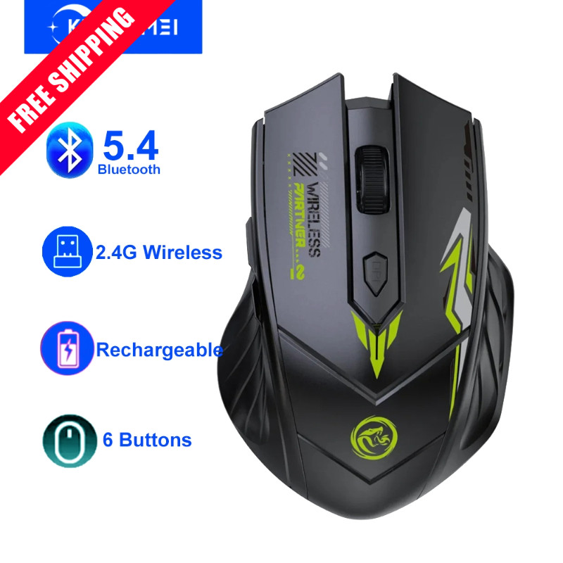 Wireless Mouse Bluetooth 5.4 2.4G Dual Mode 6 Button Rechargeable 1600 DPI