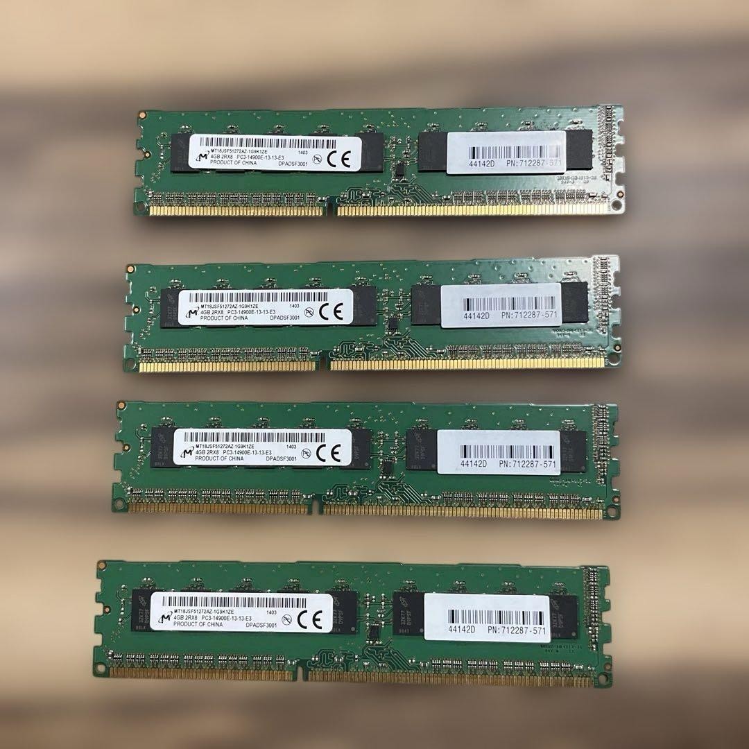 Micron 16GB Kit (4x4GB) PC3-14900E Desktop Memory MT18JSF51272AZ-1G9K1ZE