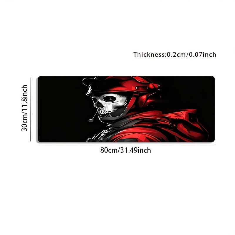 1pc Large-sized Esports Gaming Mouse Pad, Featuring a Stern and Trendy Skull H