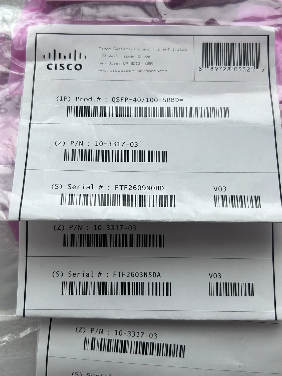 1PC Genuine QSFP-40/100-SRBD 10-3317-02 100GB 40GBASE SR QSFP Transceiver