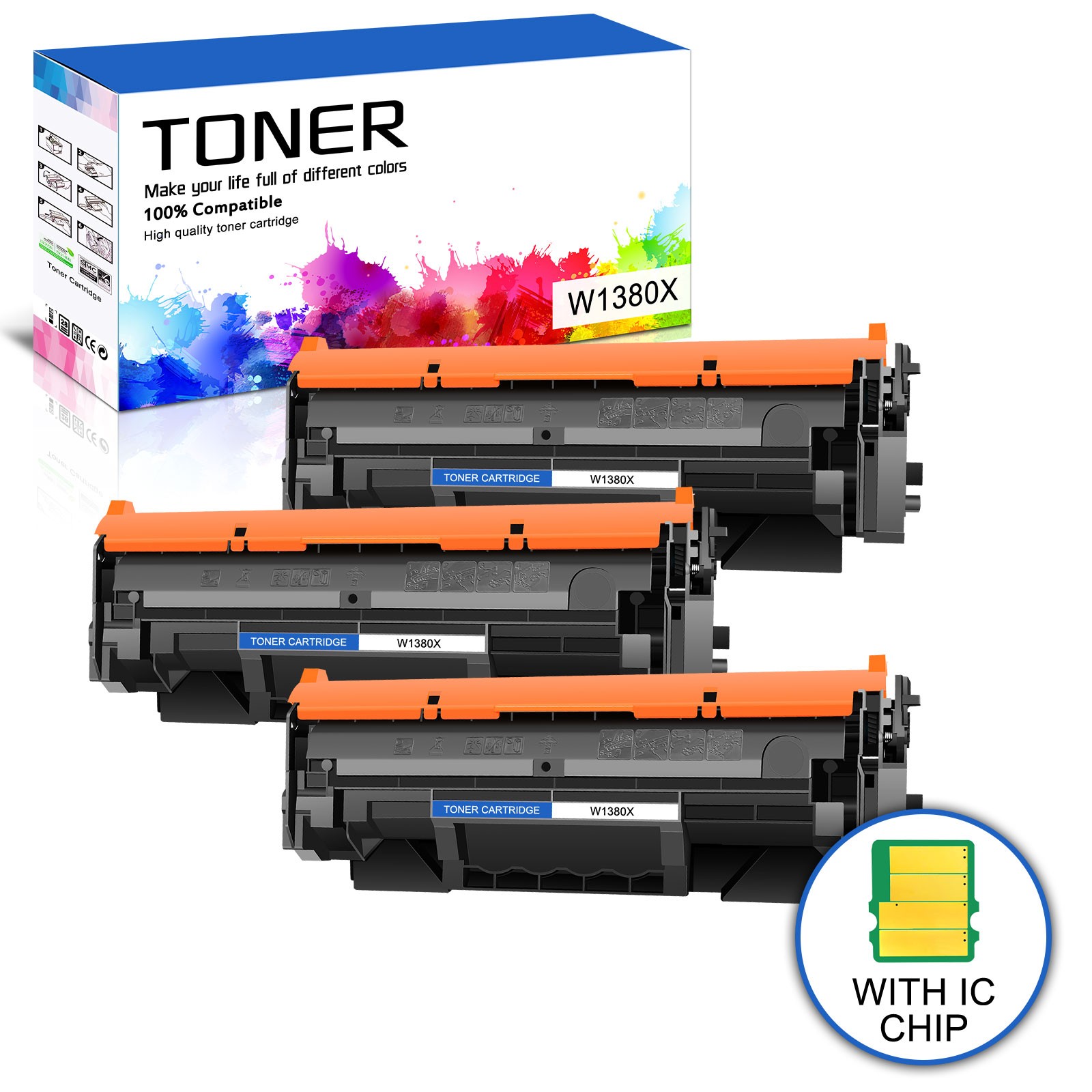 3PK NEW CHIP W1380X Toner Cartridge for 138X HP LaserJet Pro 3001dw MFP 3101fdw