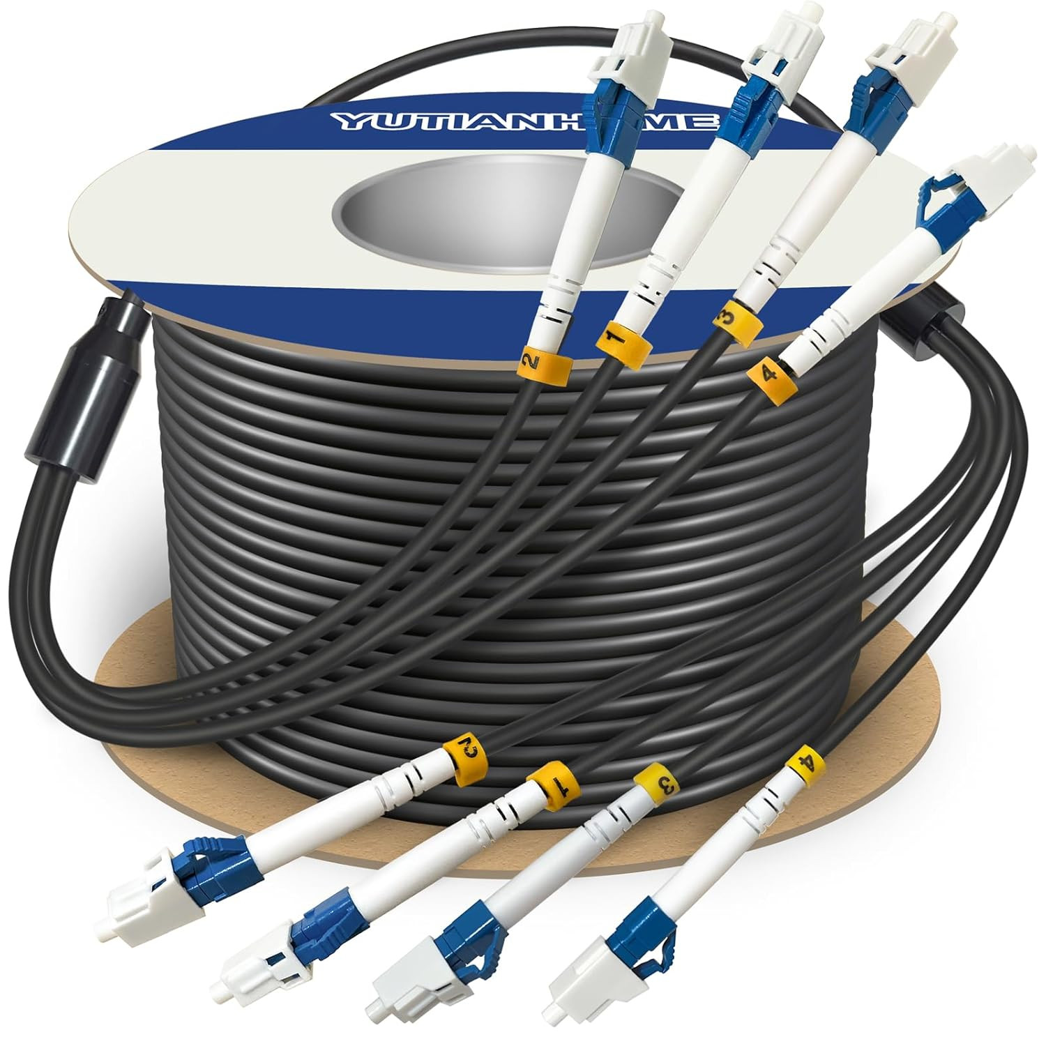 500 Feet (150 Meters) 4 Core Industrial TPU LC to LC Outdoor Armored Fiber Optic