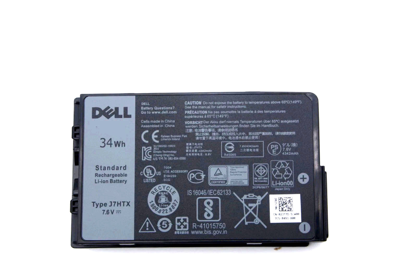 Genuine Dell Latitude 12 7212 7220 Rugged Tablet Battery 34Wh 7.6V 2JT70 J7HTX