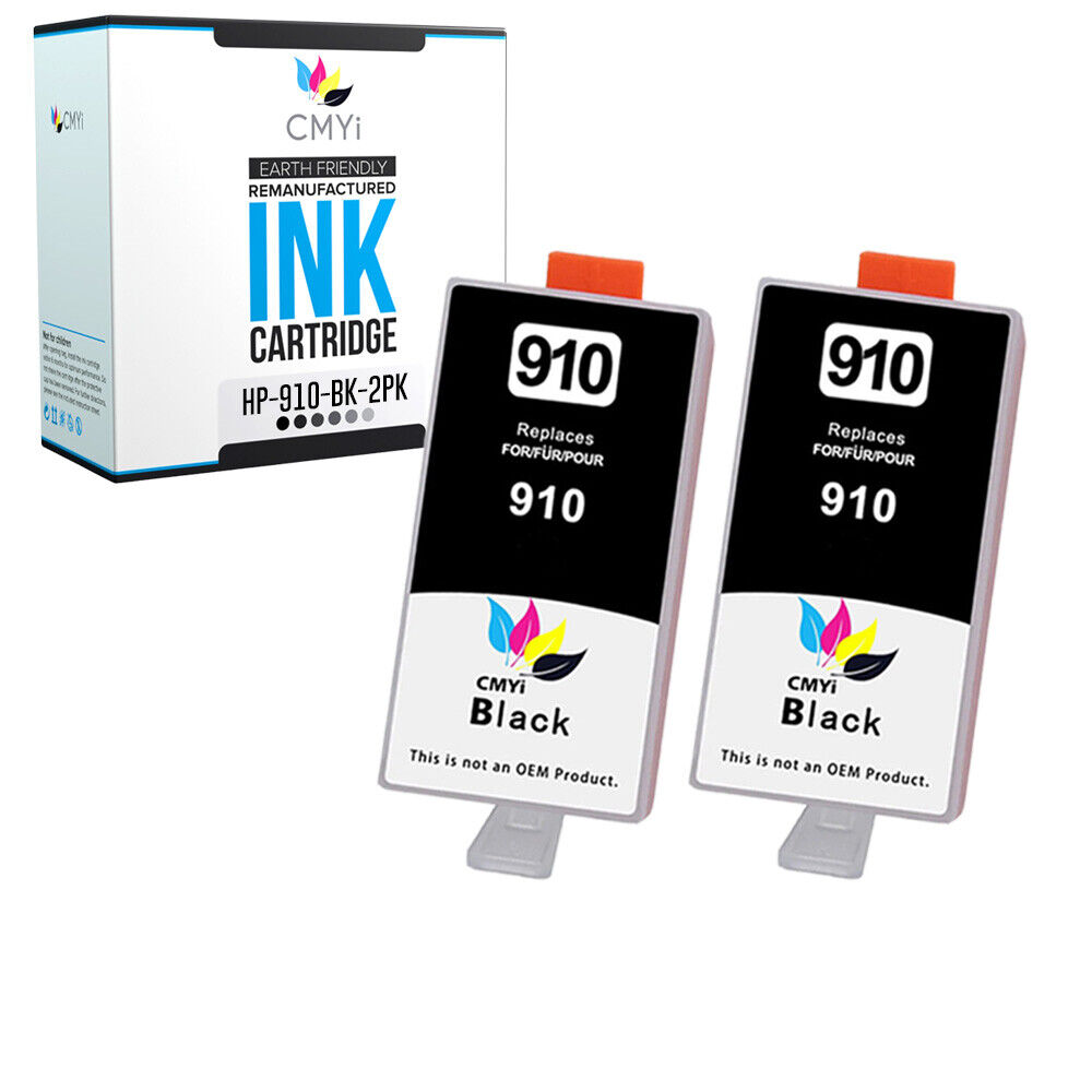 2 Pack Black Ink for HP 910 OfficeJet Pro 8025 8035 8020 8010 8021 8030 8028