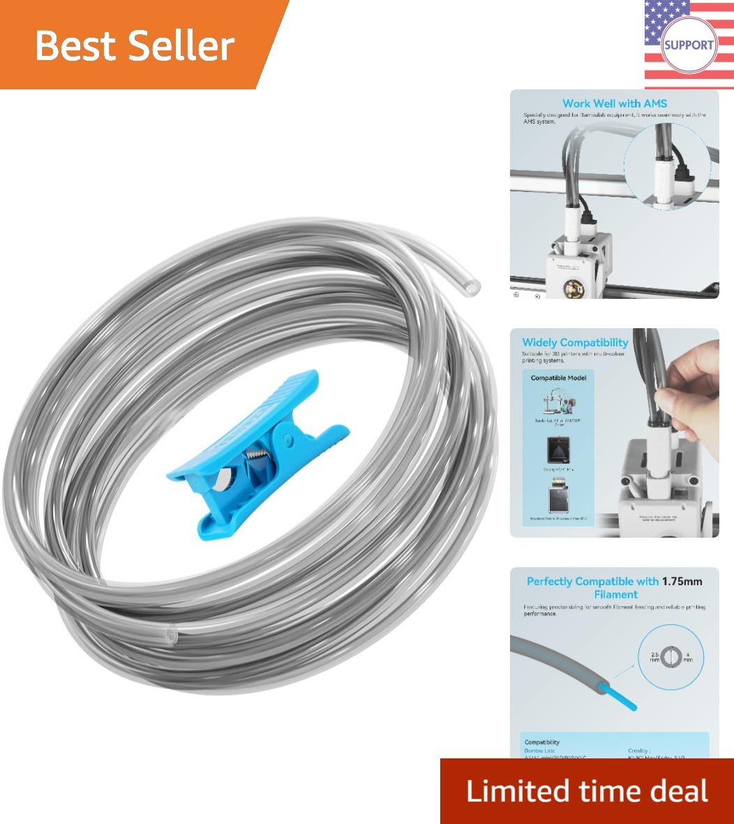 Ultra-Smooth 5m PTFE Tube for 1.75mm Filament - High-Speed Printing & Flexibi...