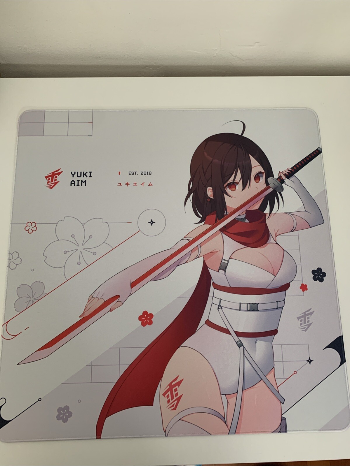 NEW YUKI AIM - 2023 DROP 1 - KATANA LARGE MOUSEPAD LIMITED (WHITE) FPS Mouse Pad
