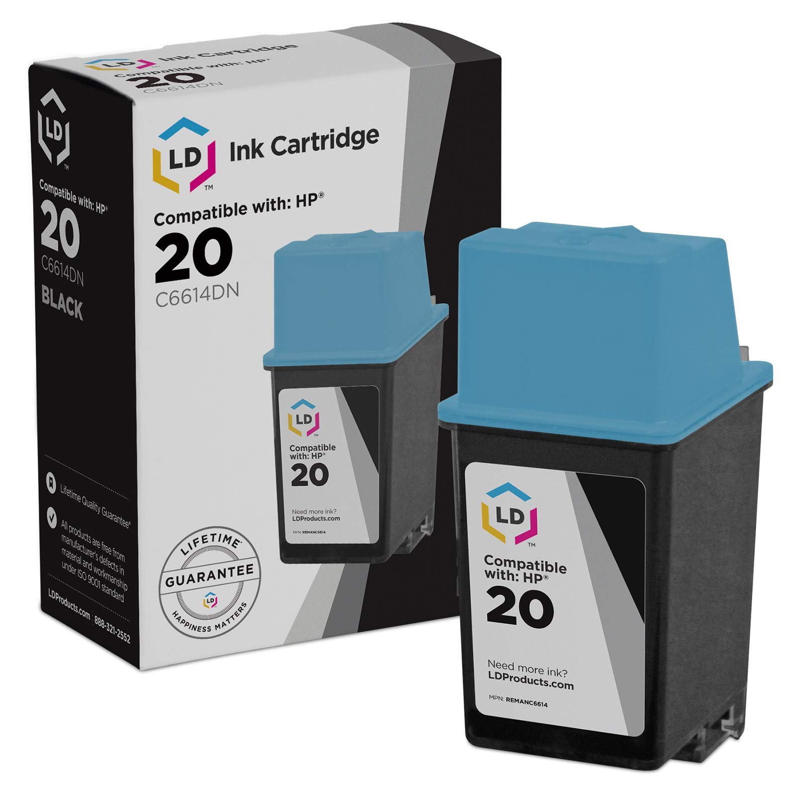 LD Replacement Replacement fits with HP 20 HP20 C6614DN 20 Black Ink Cartridge