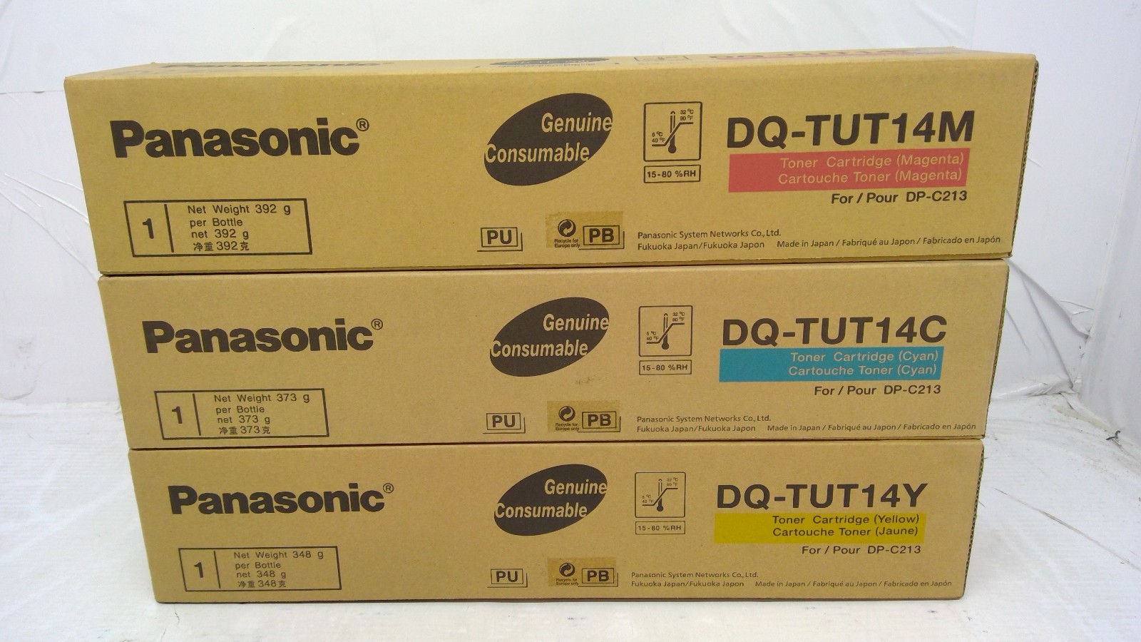 Genuine Panasonic DP-C213 Color Set of 3 Toners DQ-TUT14M DQ-TUT14C DQ-TUT14Y