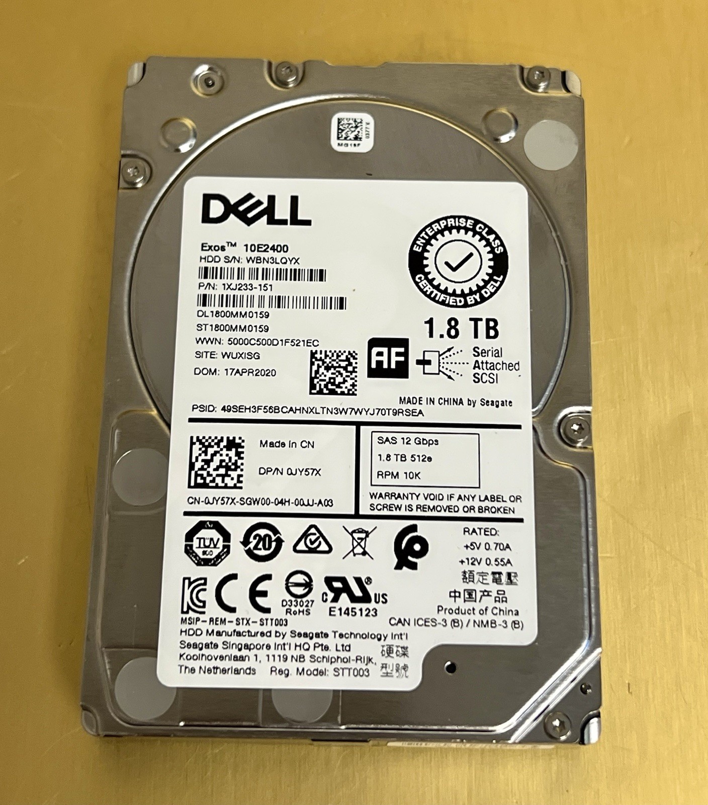 compatible Dell JY57X 1.8TB 10K 2.5'' 12Gbps SAS Hard Drive ST1800MM0159 0JY57X