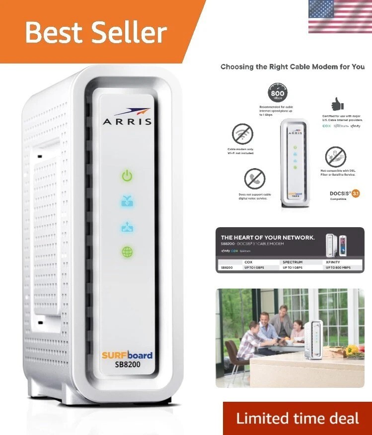 RB - Cable Modem - Fast DOCSIS 3.1 32x8 Gigabit Cable Modem , Approved for Co...