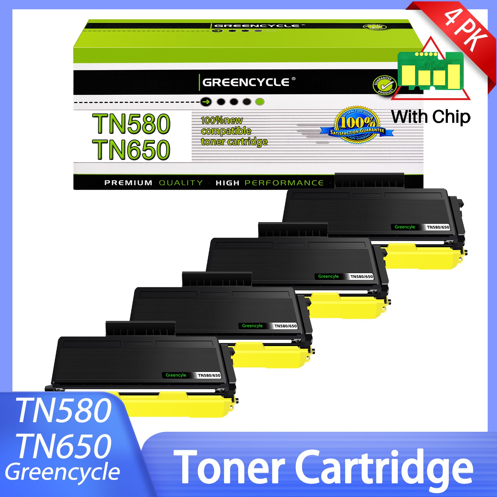 4PK For Brother TN580 Toner Cartridge MFC-8860DN MFC-8870DW MFC-8480DN HL-5370DW