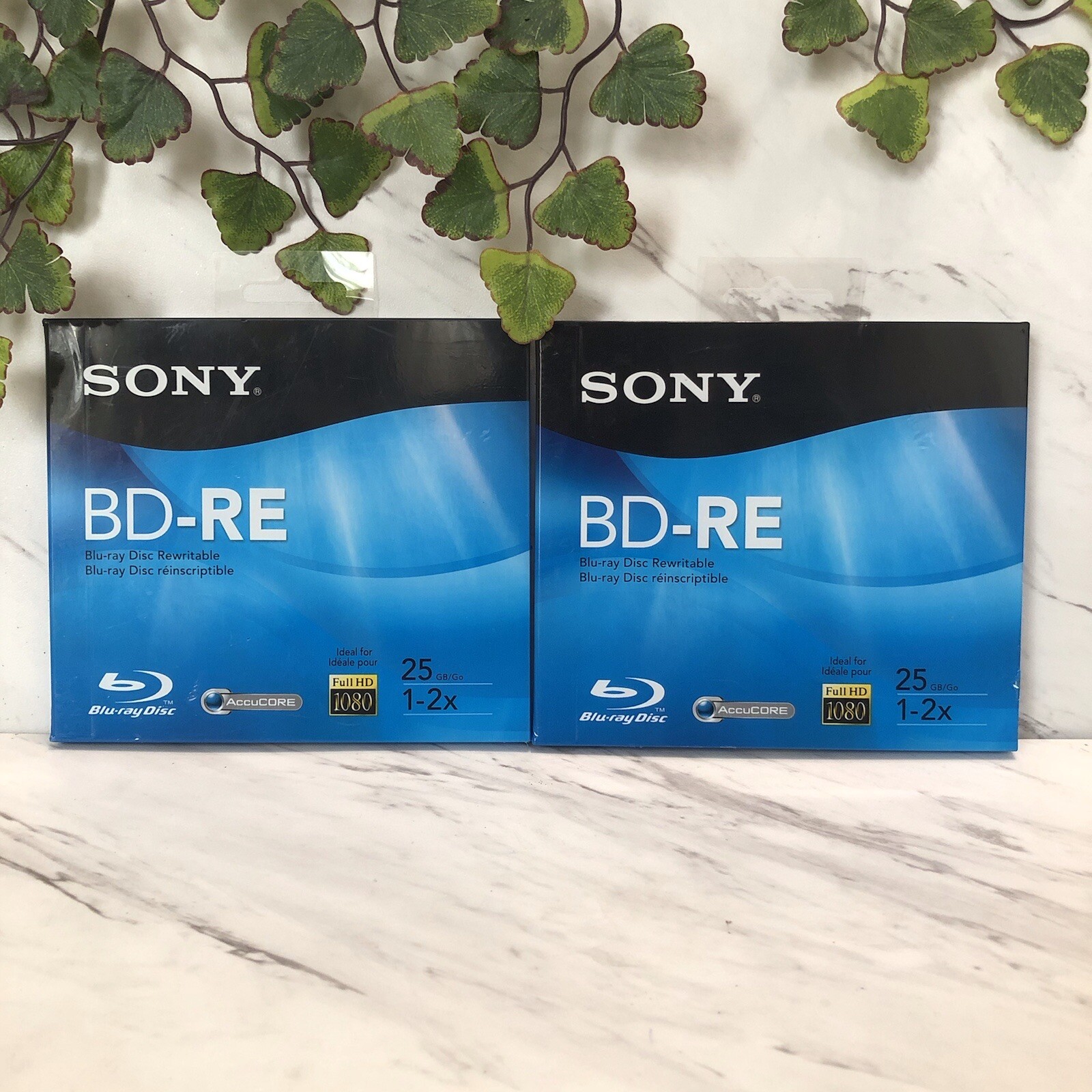 Lot of 2 Sony Blu-Ray Discs BD-RE 25 GB 1-2X Rewritable Sealed Pkg Full HD 1080