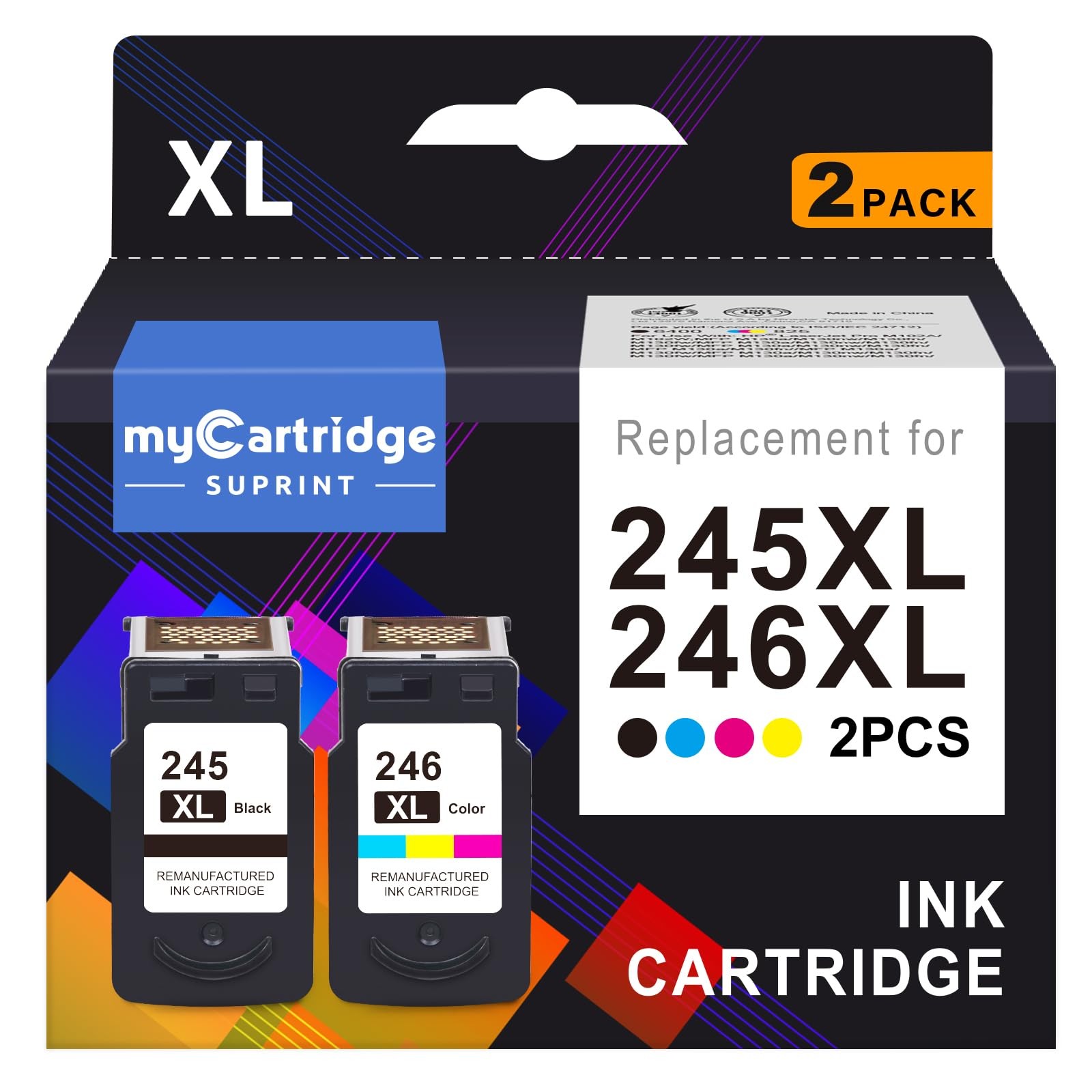 myCartridge SUPRINT 245XL Ink Cartridge PG-245 CL-246 Replacement for Canon I...