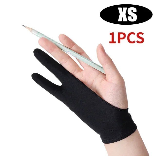 Two Finger Anti-fouling Glove Drawing & Pen Graphic Tablet Pad For Artist Black