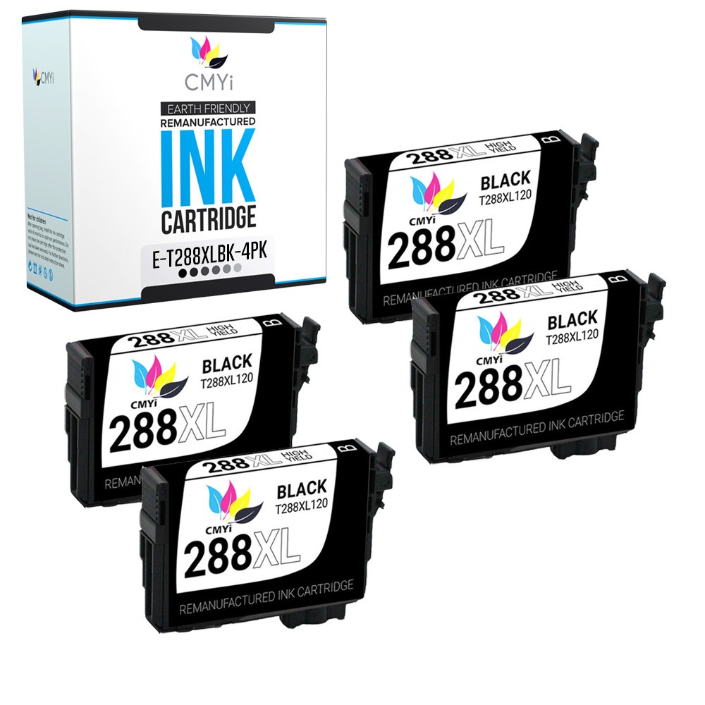 CMYi 4X Replacement T288 XL Black Ink Cartridge for Epson Expression XP446 XP257