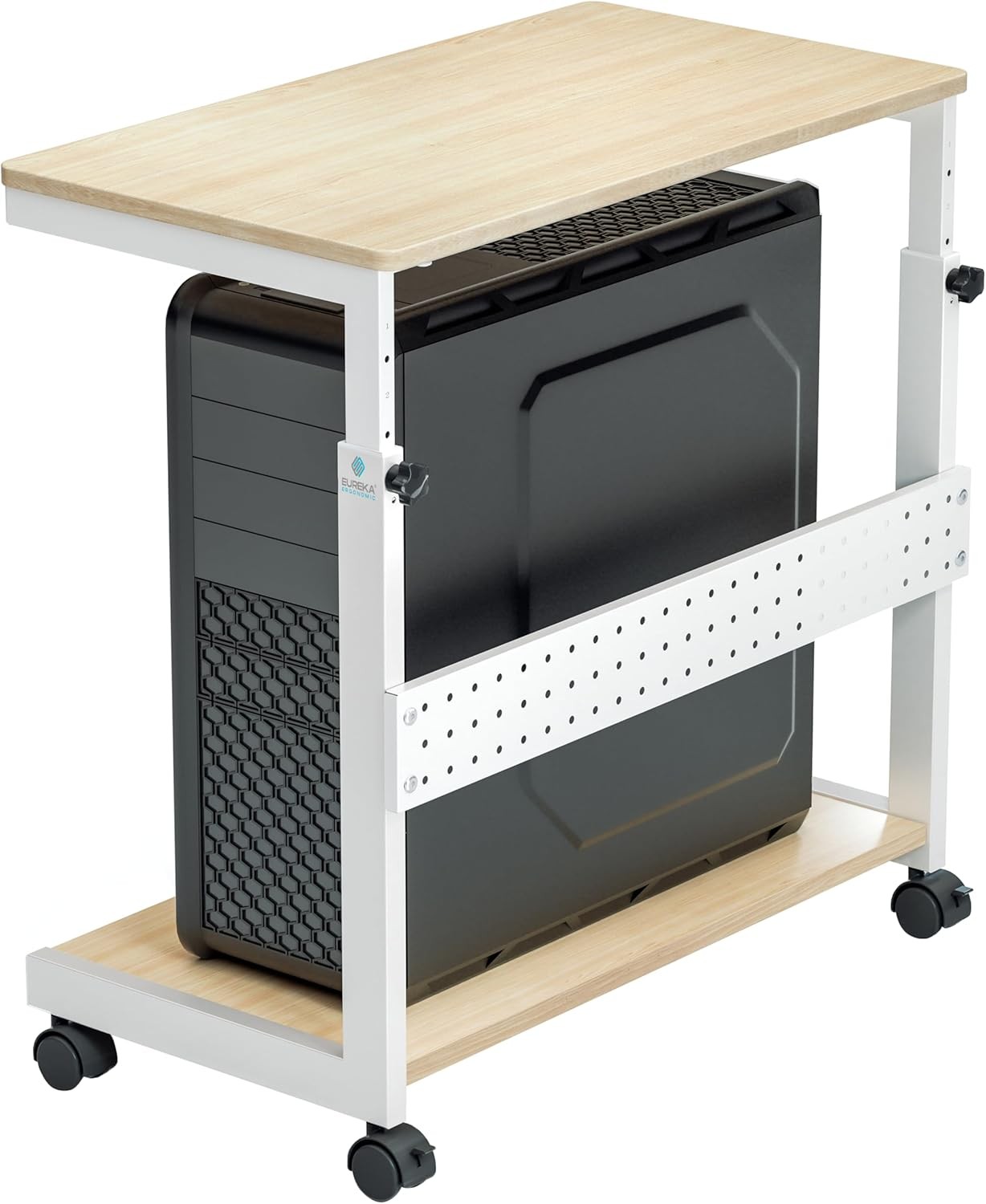 EUREKA PC Stand Computer Cart 2 Tier Rolling Wheels