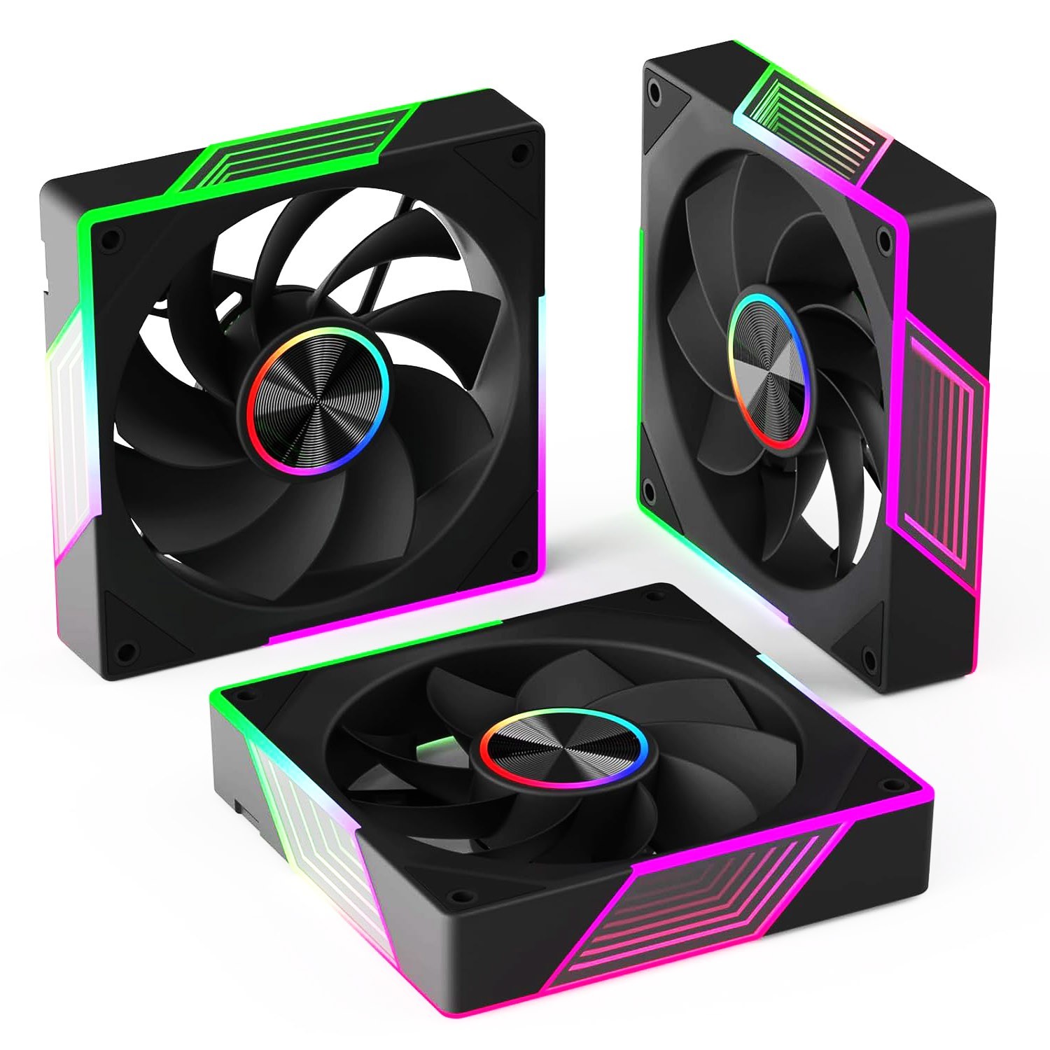 120mm PWM Fans - Set of 3 - Reverse  - Unique ARGB Lighting - 4-Pin Connection