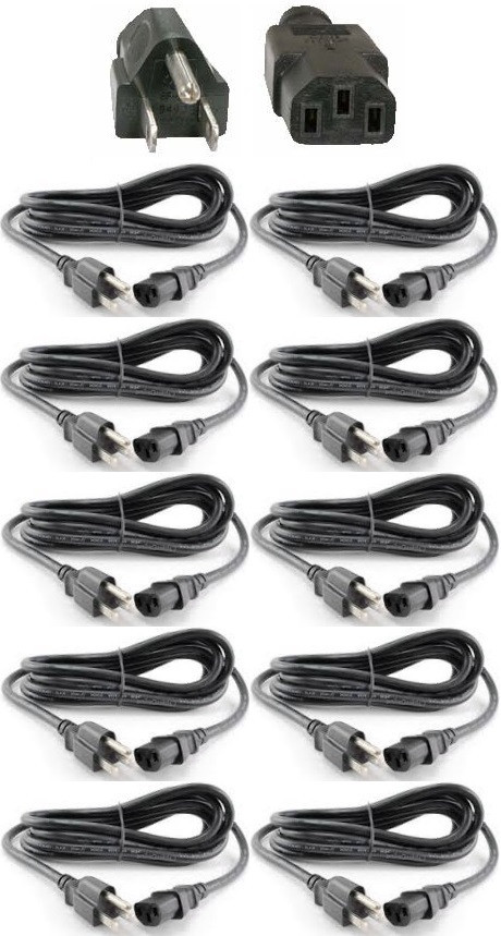 Lot10 10ft long 16awg Heavy Duty Standard AC Power Cord/Cable IEC320 C13 13A$SHd