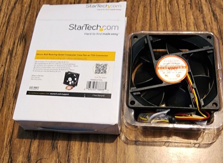 Case Fan 80mm x 25mm TX3 Connector Evercool EC8025L12BA StarTech FAN8X25TX3L