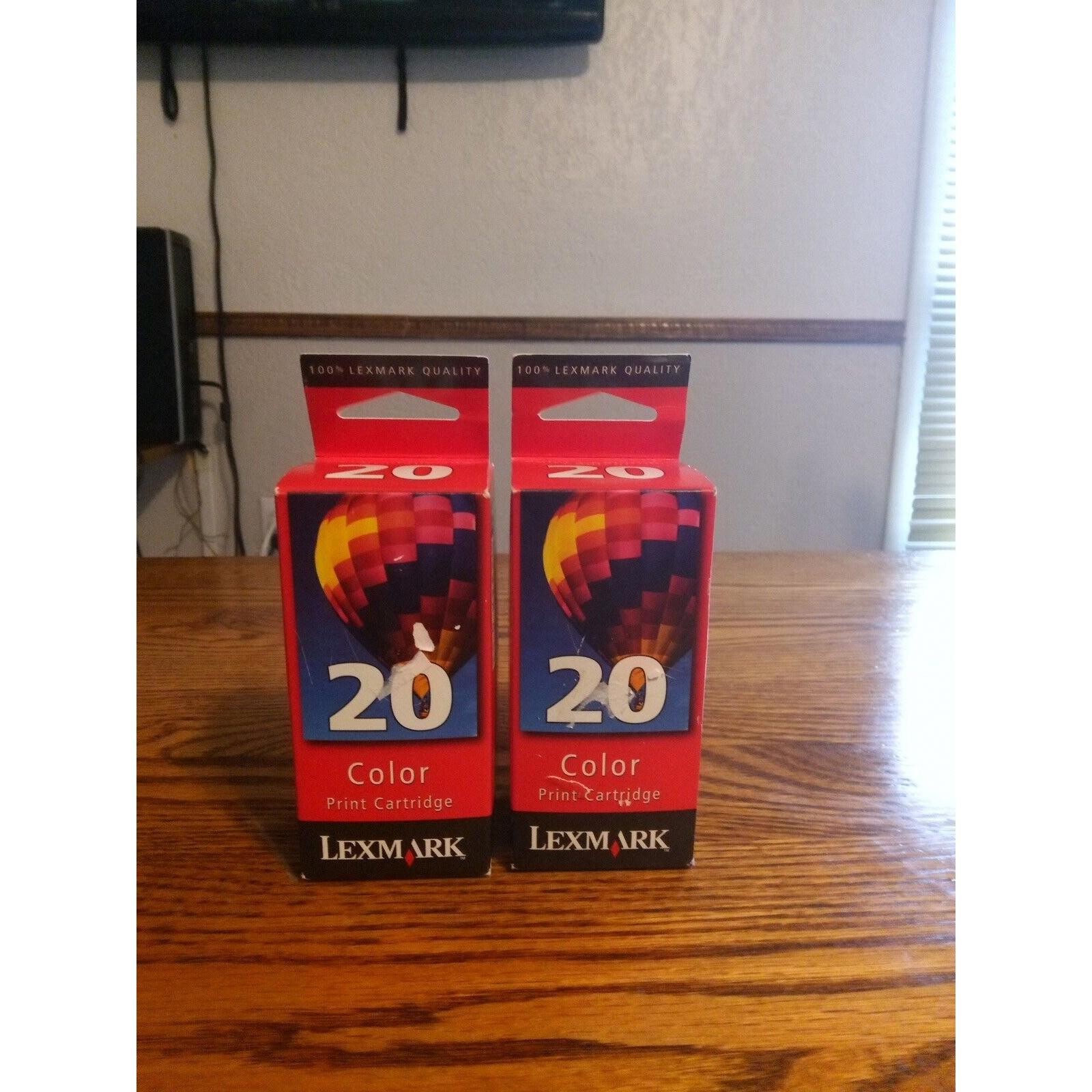 Lot of 2 Genuine Lexmark 20 Color Ink Cartridges New & Sealed 