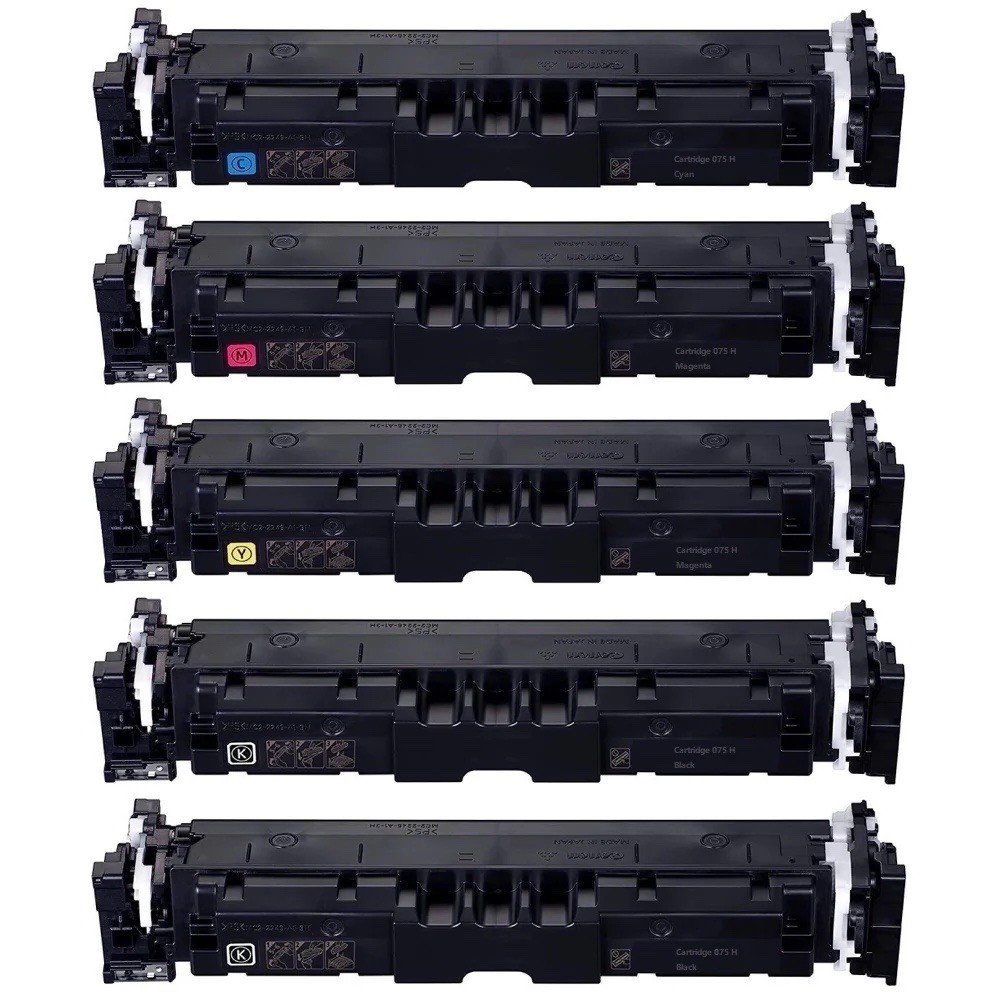 5 Pack Compatible Canon 075H Cartridges Black, Cyan, Yellow and Magenta-NEW CHIP